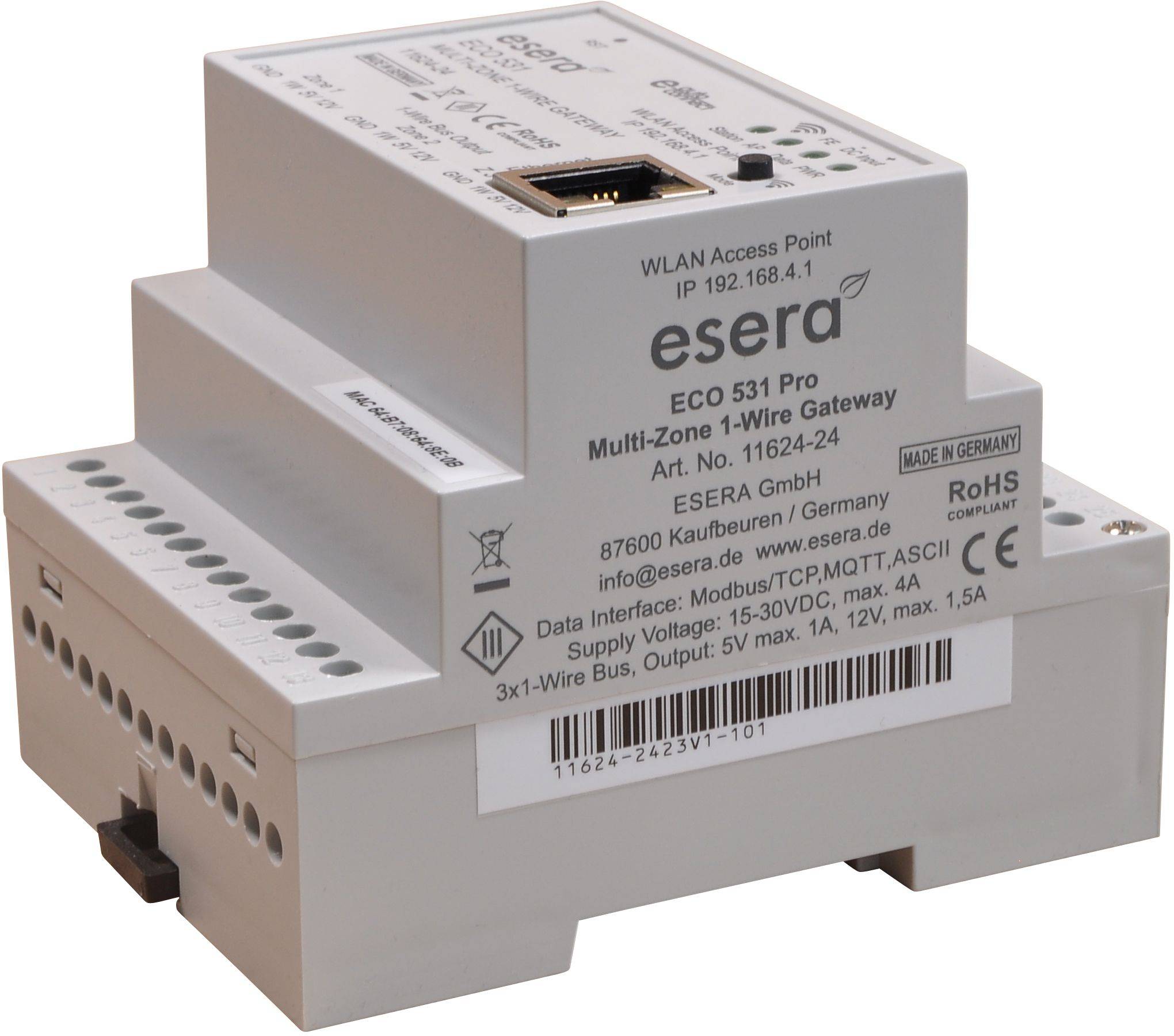 ECO 531 Zentraleinheit Industrial Multizone 1-Wire Sensor-Actor-Gateway