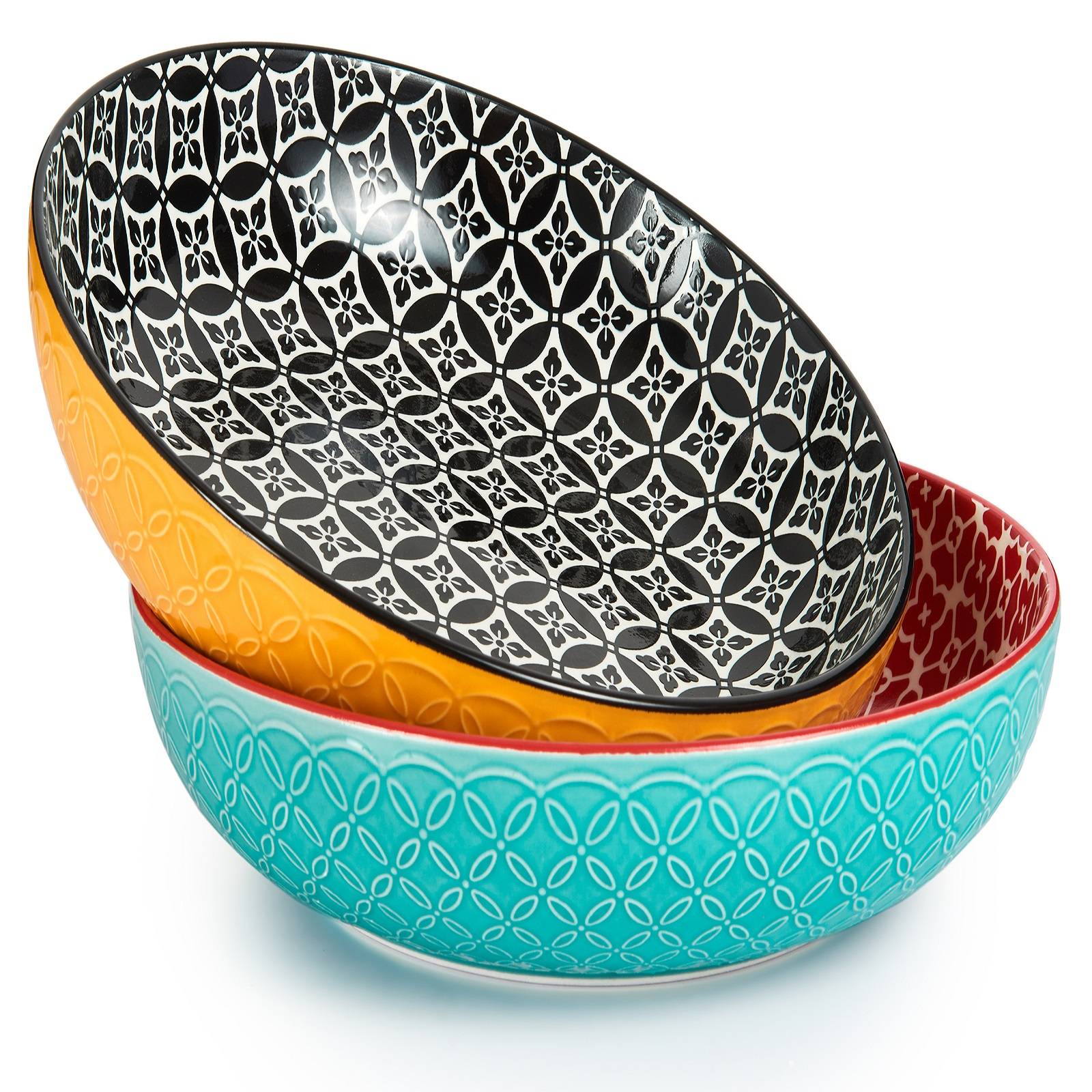 DOWAN 29cm/2.77L/2er Set große Servierplatten,keramische Servierplatte Schalen für Obstsalat Pasta,lebendige Farbe große Schalen