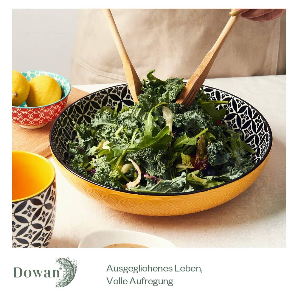 DOWAN 29cm/2.77L/2er Set große Servierplatten,keramische Servierplatte Schalen für Obstsalat Pasta,lebendige Farbe große Schalen