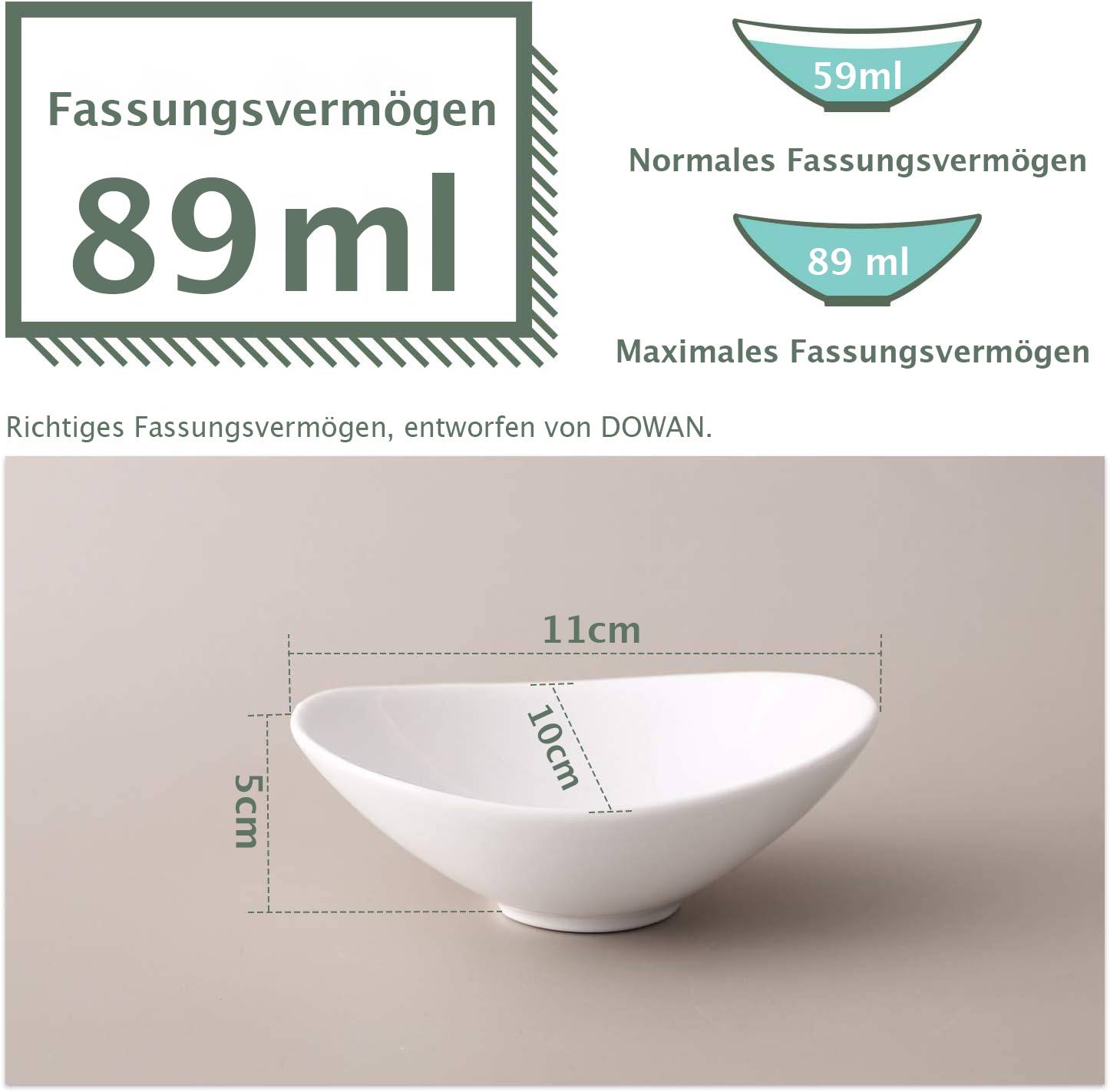 DOWAN 89ml/8er-Set Keramik-Dip-Schalen, Dip-Schalen, Saucenboot-Keramik-Dip-Becher für Grillabende und Partyessen,Weiß