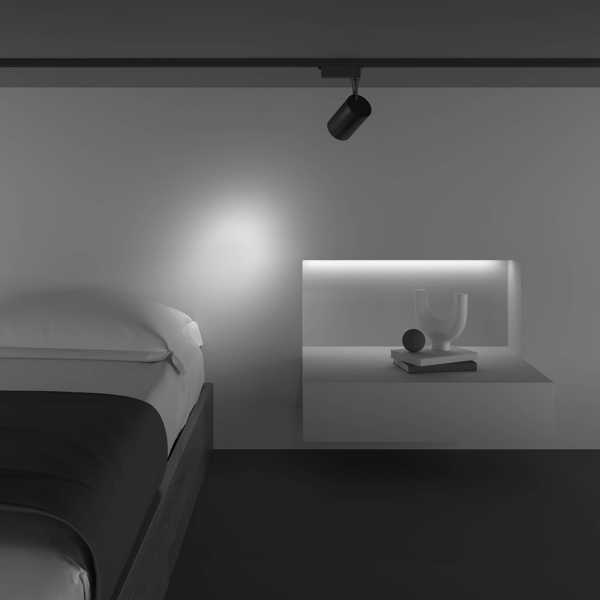 Maytoni Moderne Strahler für einphasiges Stromschienensystem UNITY Vuoro LED incl. Schwarz aus , Aluminum Energieeffizient 10W für Küche, Schlaf