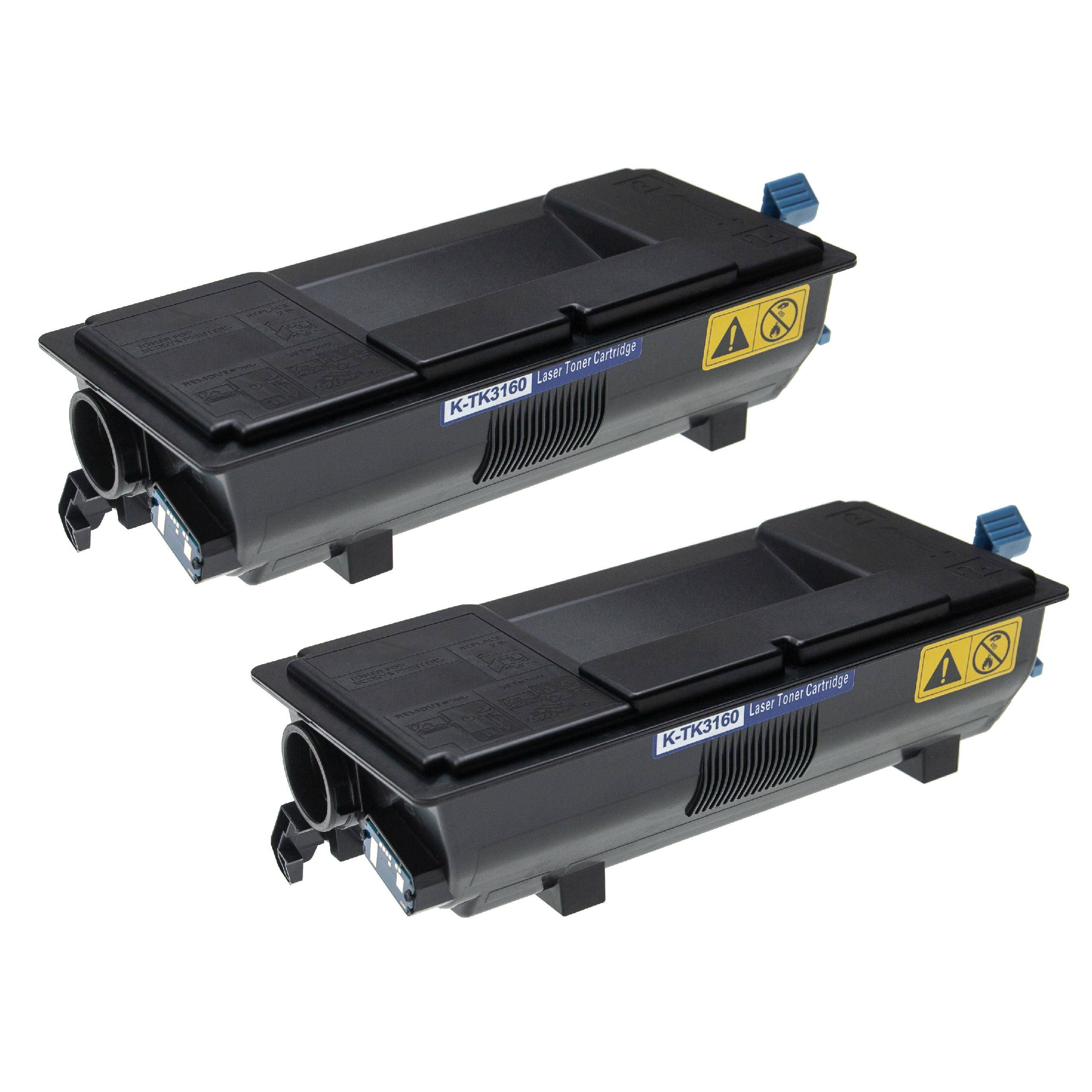 vhbw 2x Toner kompatibel mit Kyocera ECOSYS M 3145 dn, 3645 dn Drucker - Kompatible Tonerkartuschen + Resttonerbehälter, Schwarz