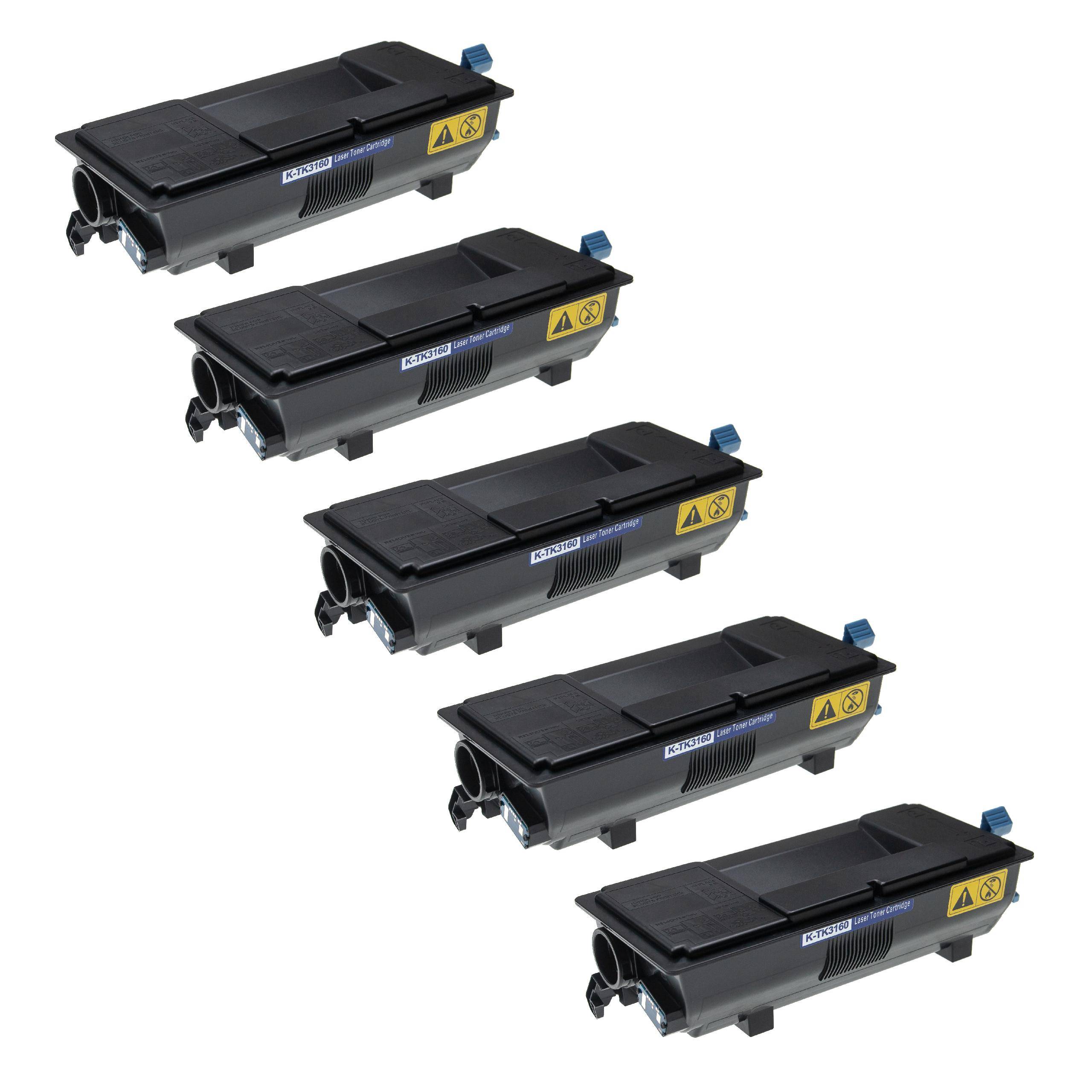vhbw 5x Toner kompatibel mit Kyocera ECOSYS M 3145 dn, 3645 dn, 3800 Series Drucker - Kompatible Tonerkartuschen + Resttonerbehälter, Schwarz