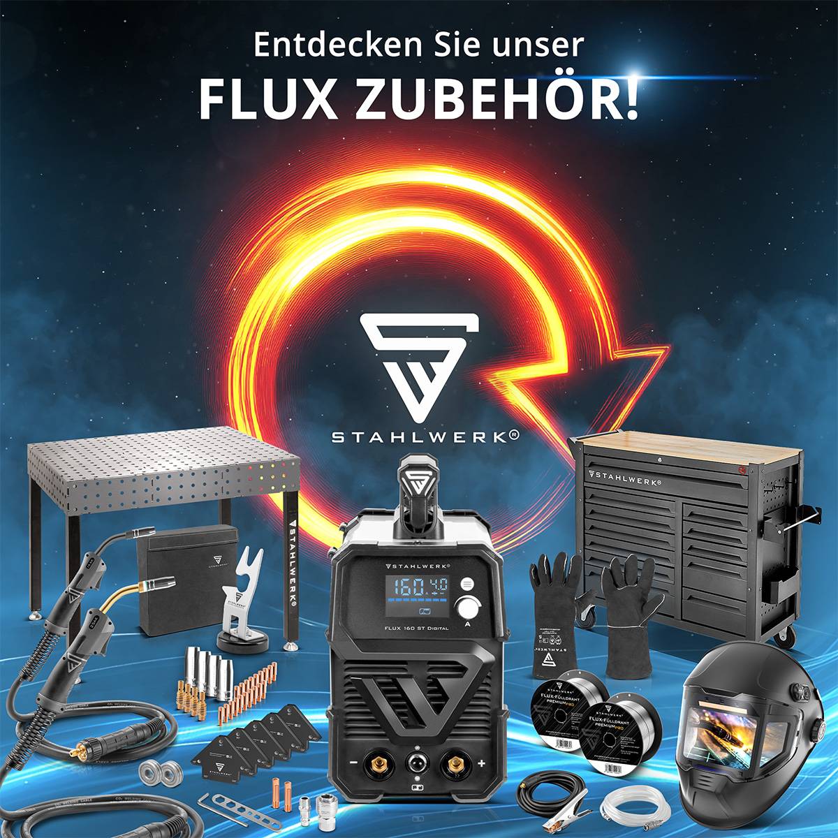STAHLWERK Fülldraht 4er Set FLUX E71T-GS 1 mm 1 kg Drahtrolle D100 MIG MAG