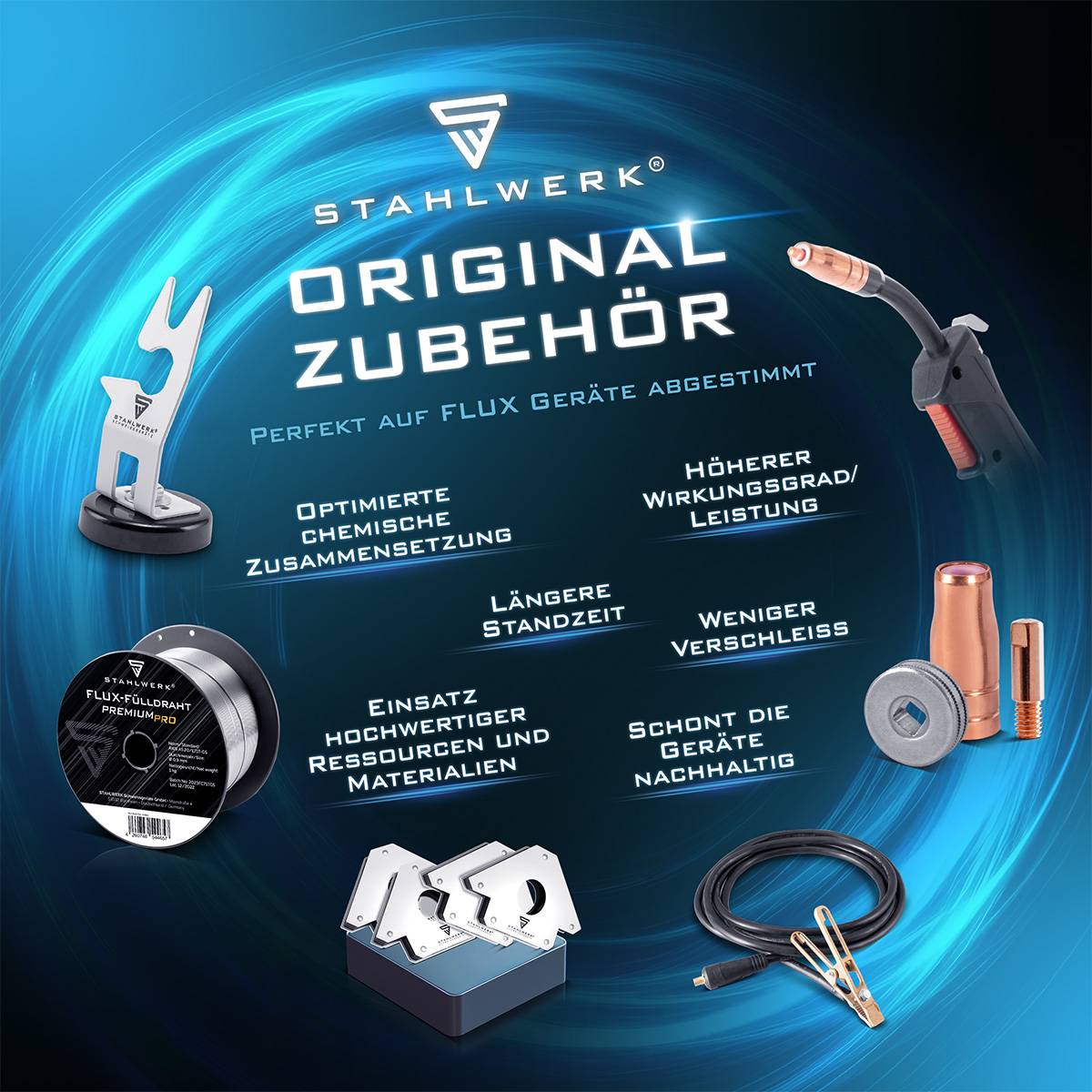 STAHLWERK Schweißdraht MIG MAG Premium Fülldraht E71T-GS Ø 0,9 mm S200/D200 5 kg