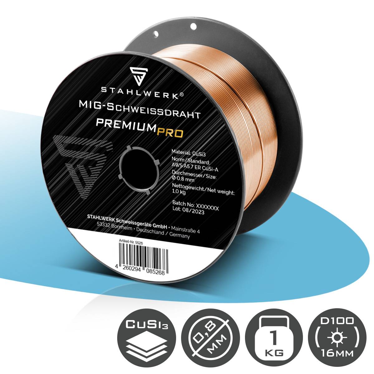 STAHLWERK Schweißdraht MIG MAG CuSi3 0,8 mm 1 kg Drahtrolle