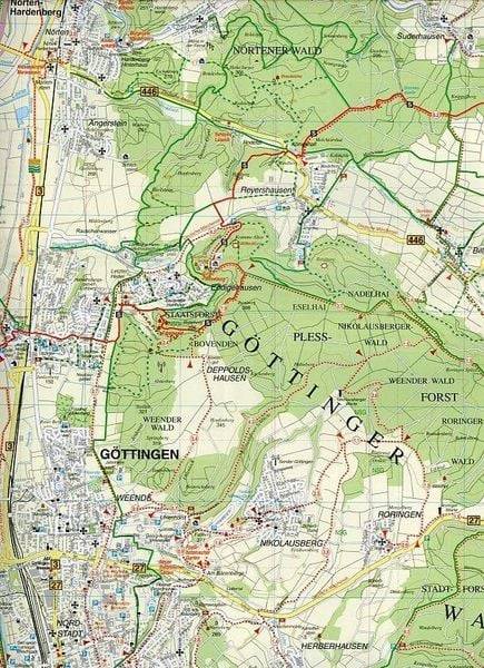 Radwander- und Wanderkarte Göttingen und Umgebung 1 : 35 000