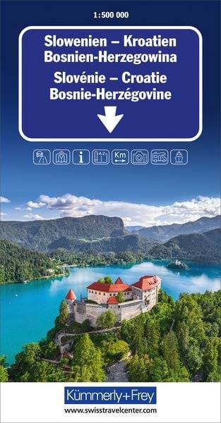Slowenien - Kroatien - Bosnien-Herzegowina Strassenkarte 1:500 000