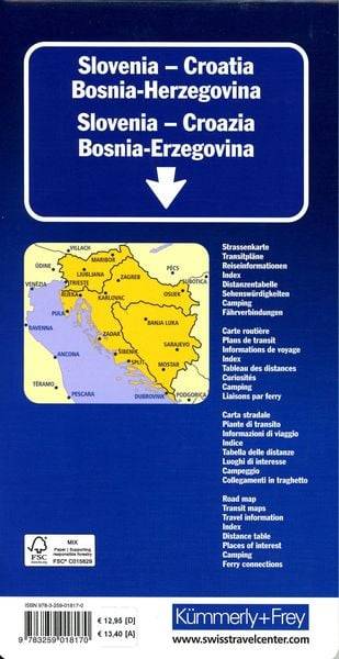 Slowenien - Kroatien - Bosnien-Herzegowina Strassenkarte 1:500 000