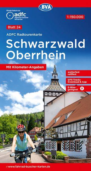 ADFC-Radtourenkarte 24 Schwarzwald Oberrhein 1:150.000, reiß- und wetterfest, E-