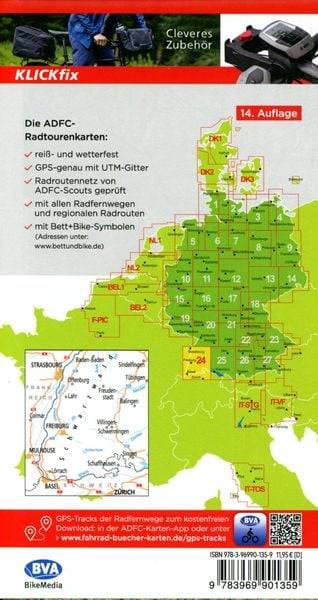 ADFC-Radtourenkarte 24 Schwarzwald Oberrhein 1:150.000, reiß- und wetterfest, E-