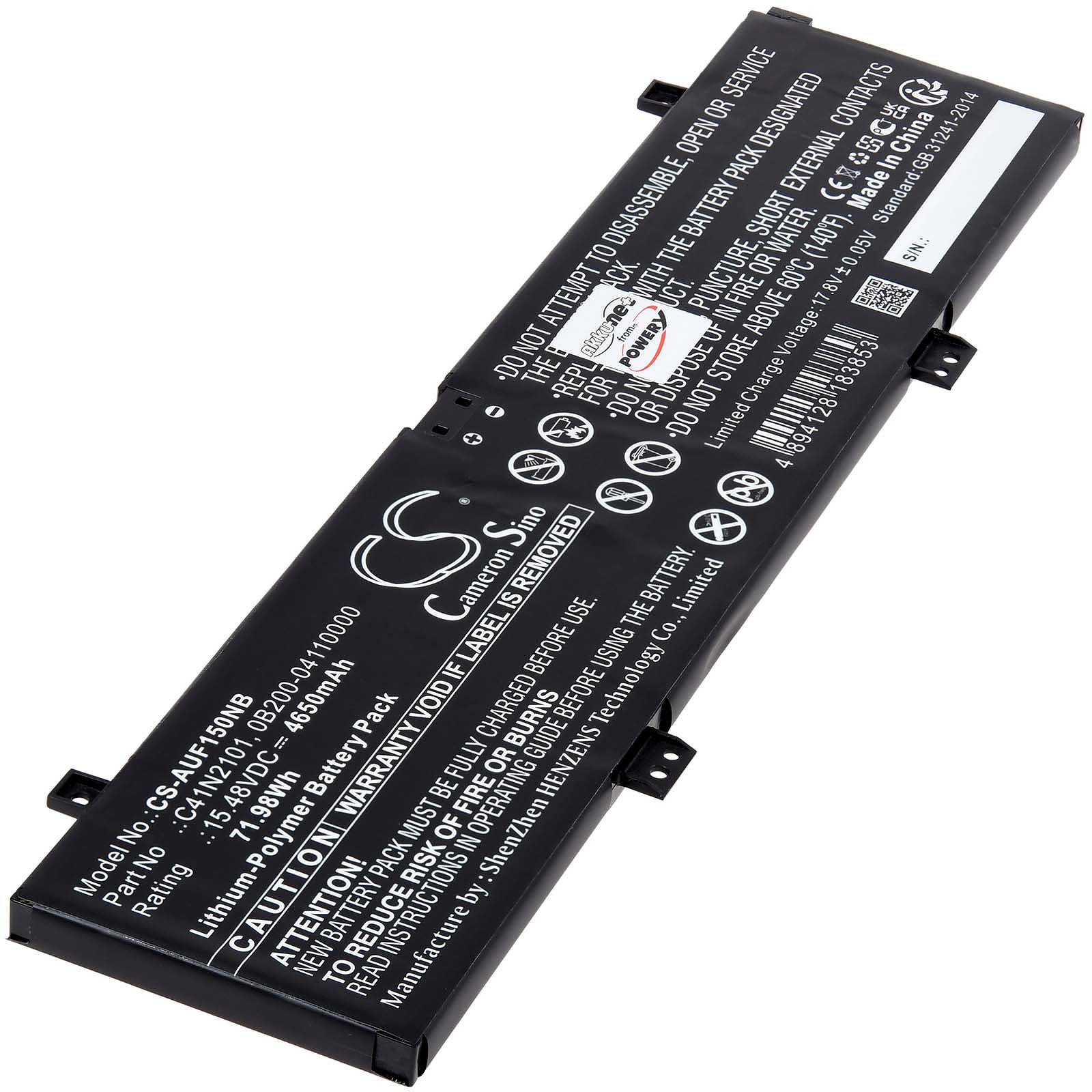 Powery Akku für Asus TUF Dash F15 FX517ZC-HN098W Laptop, 15,48V, Li-Polymer