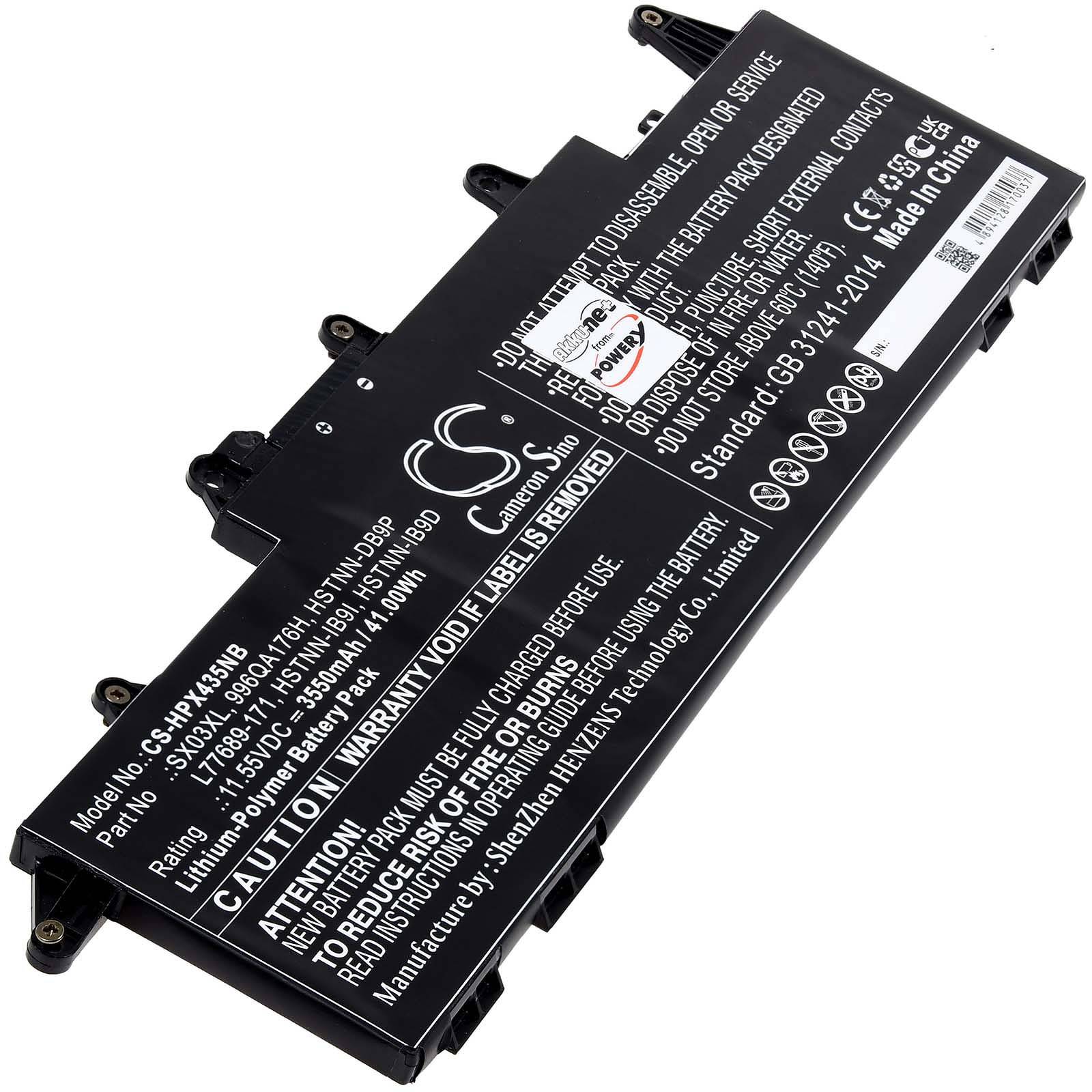 Powery Akku passend für Laptop HP ProBook x360 435 G7 Typ SX03XL, 11,55V, Li-Polymer