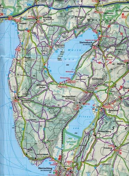 Starnberger See Ammersee Wörthsee, Osterseen, Weilheim, Nr. 27 Outdoorkarte Deutschland 1:35 000