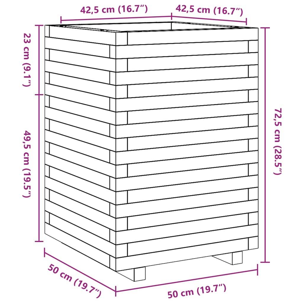 vidaXL Pflanzkübel Wachsbraun 50x50x72,5 cm Massivholz Kiefer