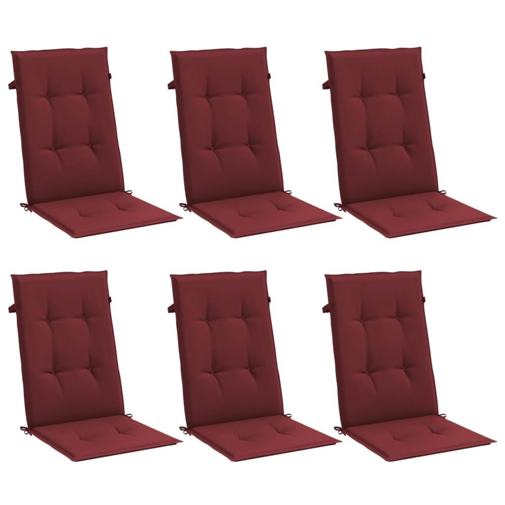 vidaXL Hochlehner-Auflagen 6 Stk. Melange Weinrot 120x50x4 cm Stoff