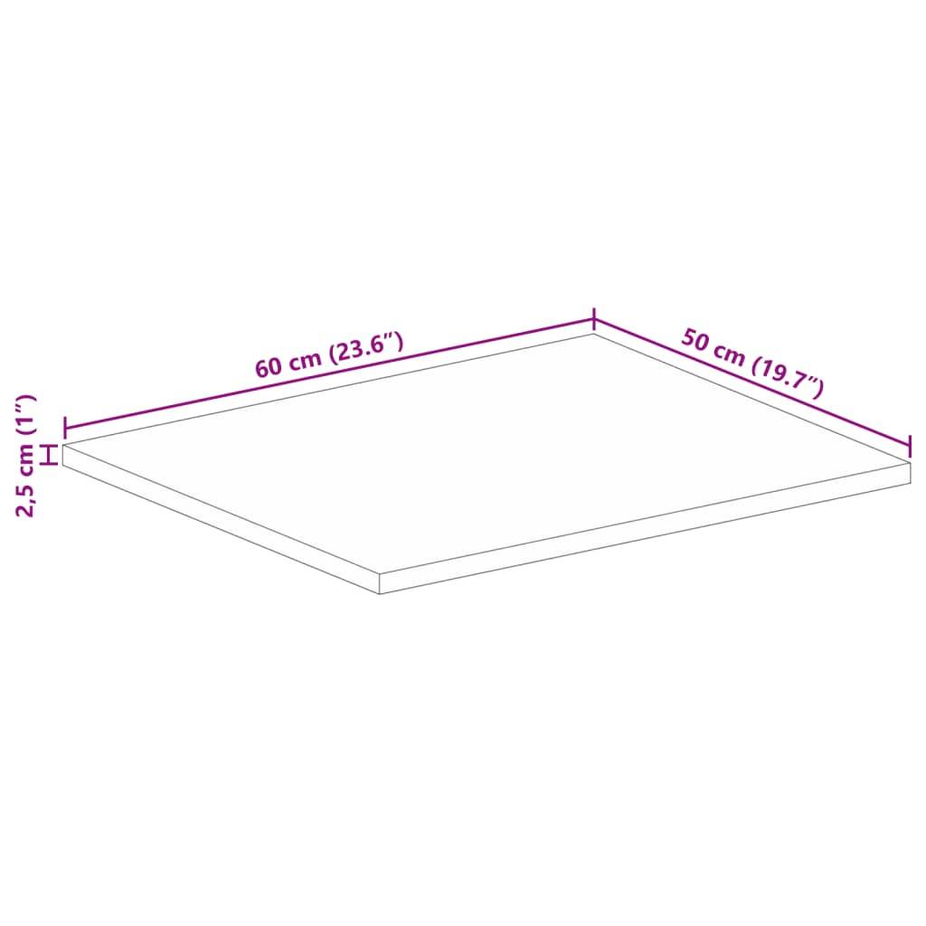 vidaXL Tischplatte 60x50x2,5 cm Rechteckig Altholz Massiv