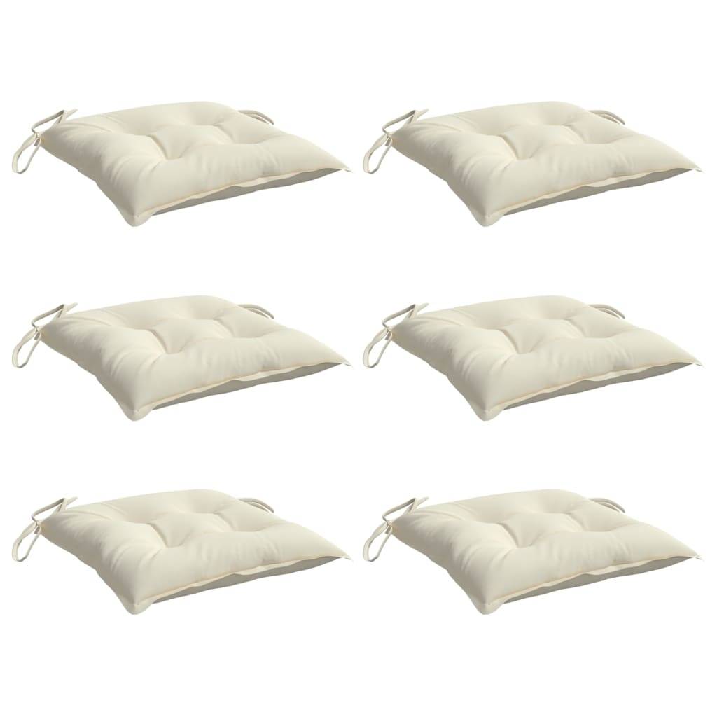 vidaXL Stuhlkissen 6 Stk. Cremeweiß 40x40x7 cm Oxford-Gewebe