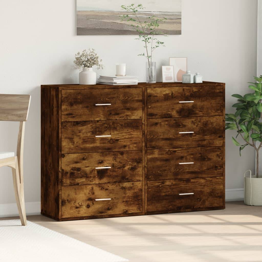vidaXL Sideboards 2 Stk. Räuchereiche 60x31x84 cm Holzwerkstoff