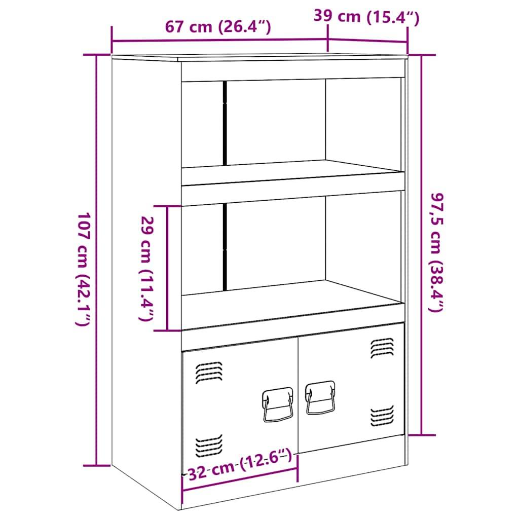 vidaXL Sideboard Schwarz 67x39x107 cm Stahl