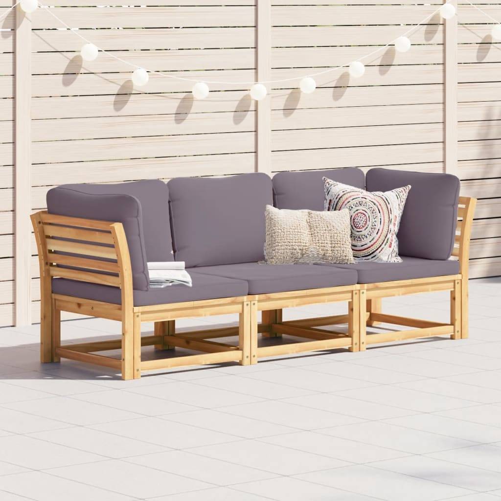 vidaXL 3-tlg. Garten-Lounge-Set mit Kissen Massivholz Akazie