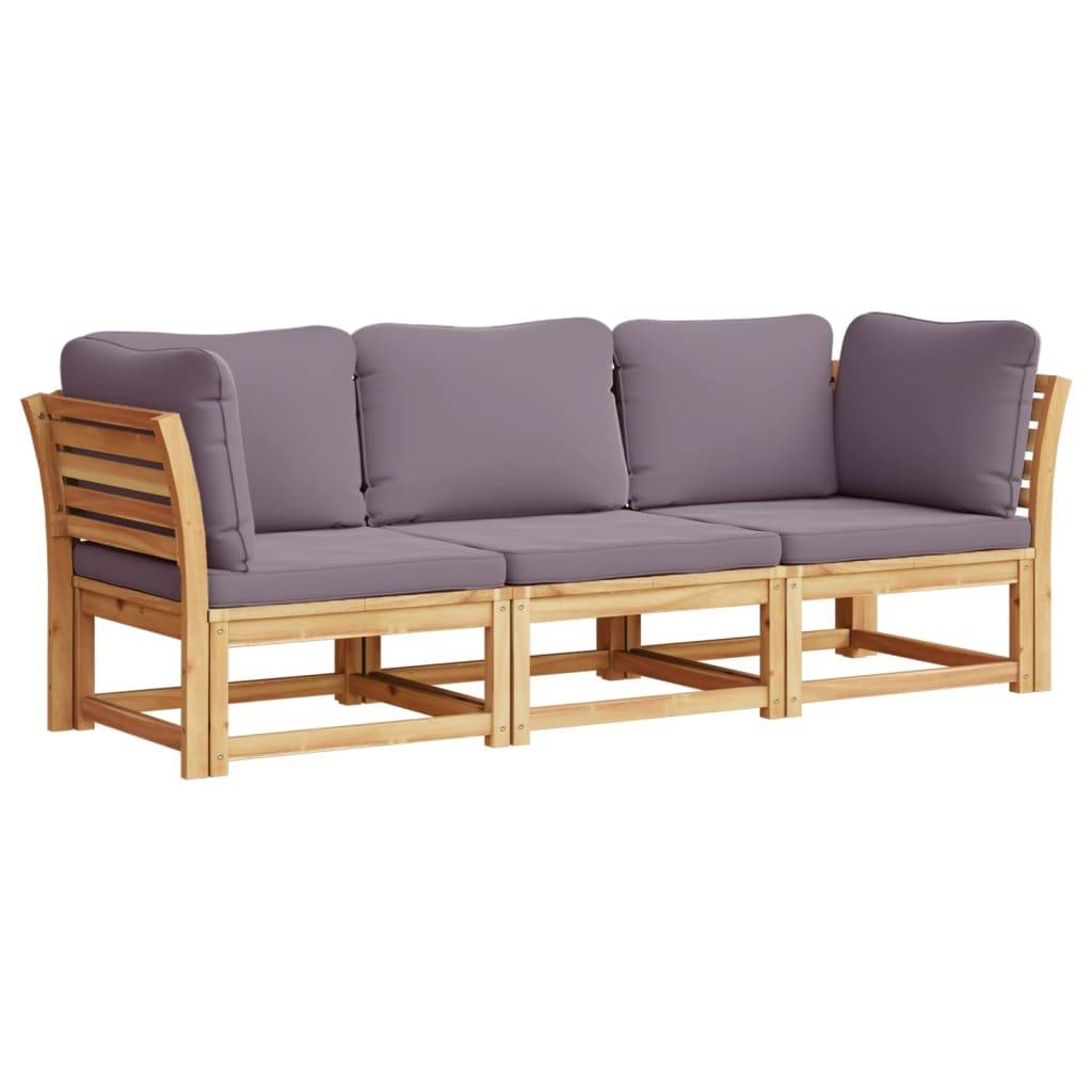vidaXL 3-tlg. Garten-Lounge-Set mit Kissen Massivholz Akazie