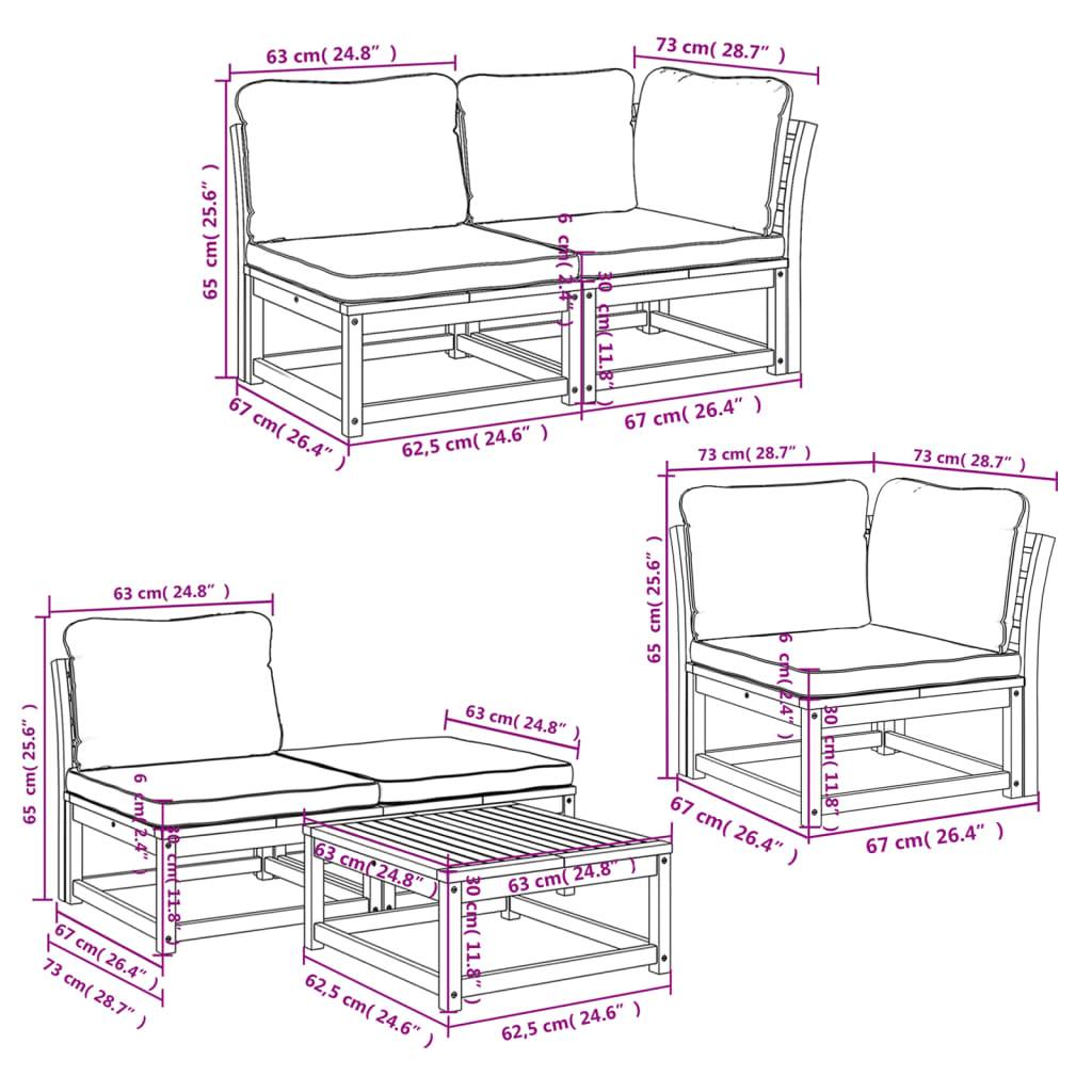 vidaXL 6-tlg. Garten-Lounge-Set mit Kissen Massivholz Akazie