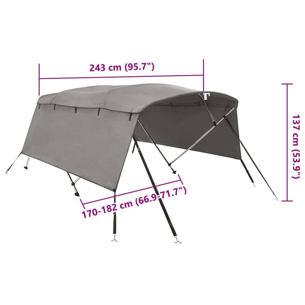 vidaXL 4-Bow Bimini-Top mit Seitenteilen 243x(170-182)x137 cm