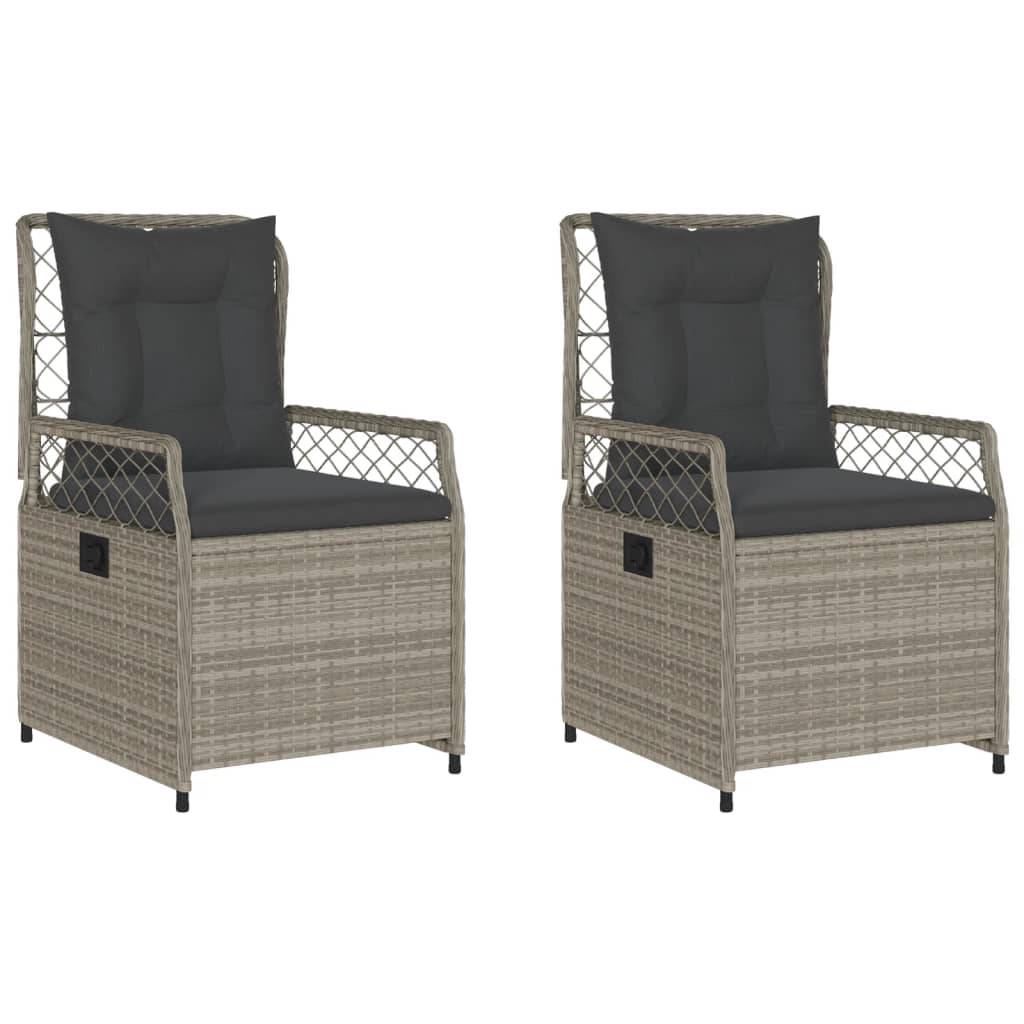 vidaXL Gartensessel 2 Stk. Verstellbar Hellgrau Poly Rattan