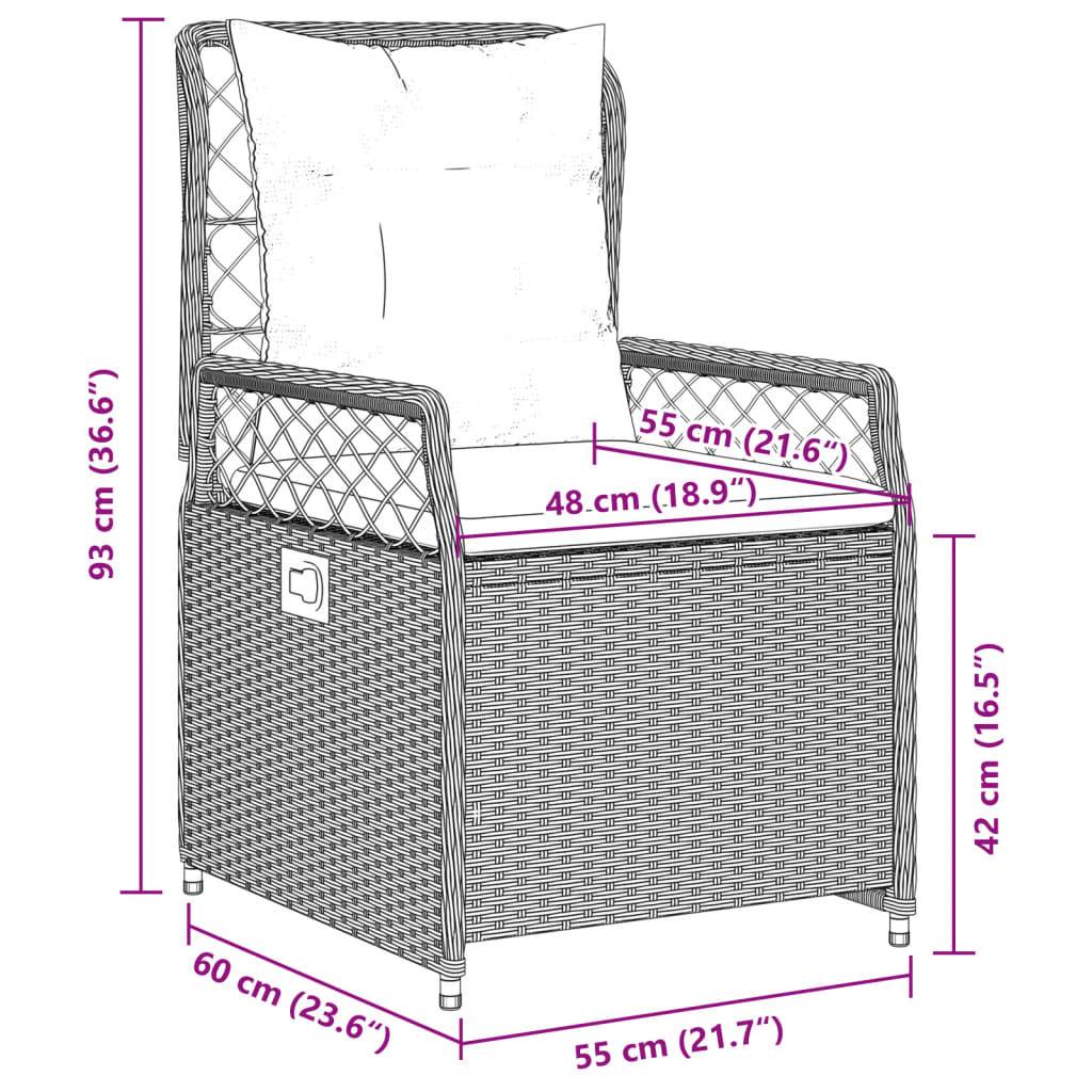 vidaXL Gartensessel 2 Stk. Verstellbar Hellgrau Poly Rattan