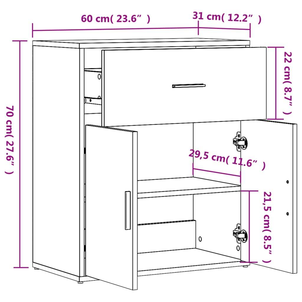 vidaXL Sideboards 2 Stk. Betongrau 60x31x70 cm Holzwerkstoff
