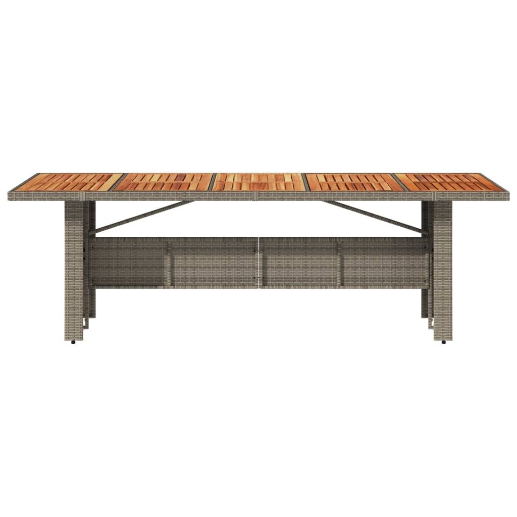 vidaXL Gartentisch mit Akazienholz-Platte Grau 240x90x75cm Poly Rattan