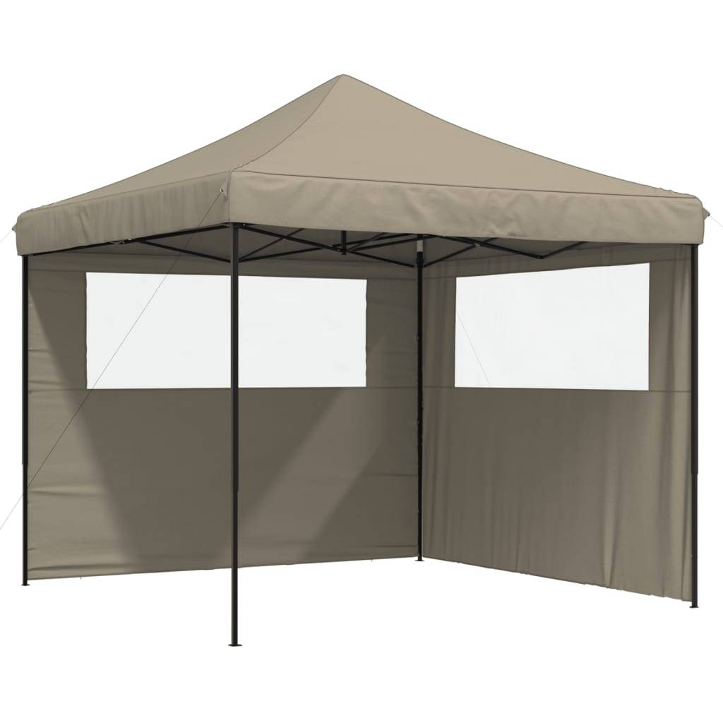 vidaXL Partyzelt Faltbar Pop-Up mit 2 Seitenteilen Taupe