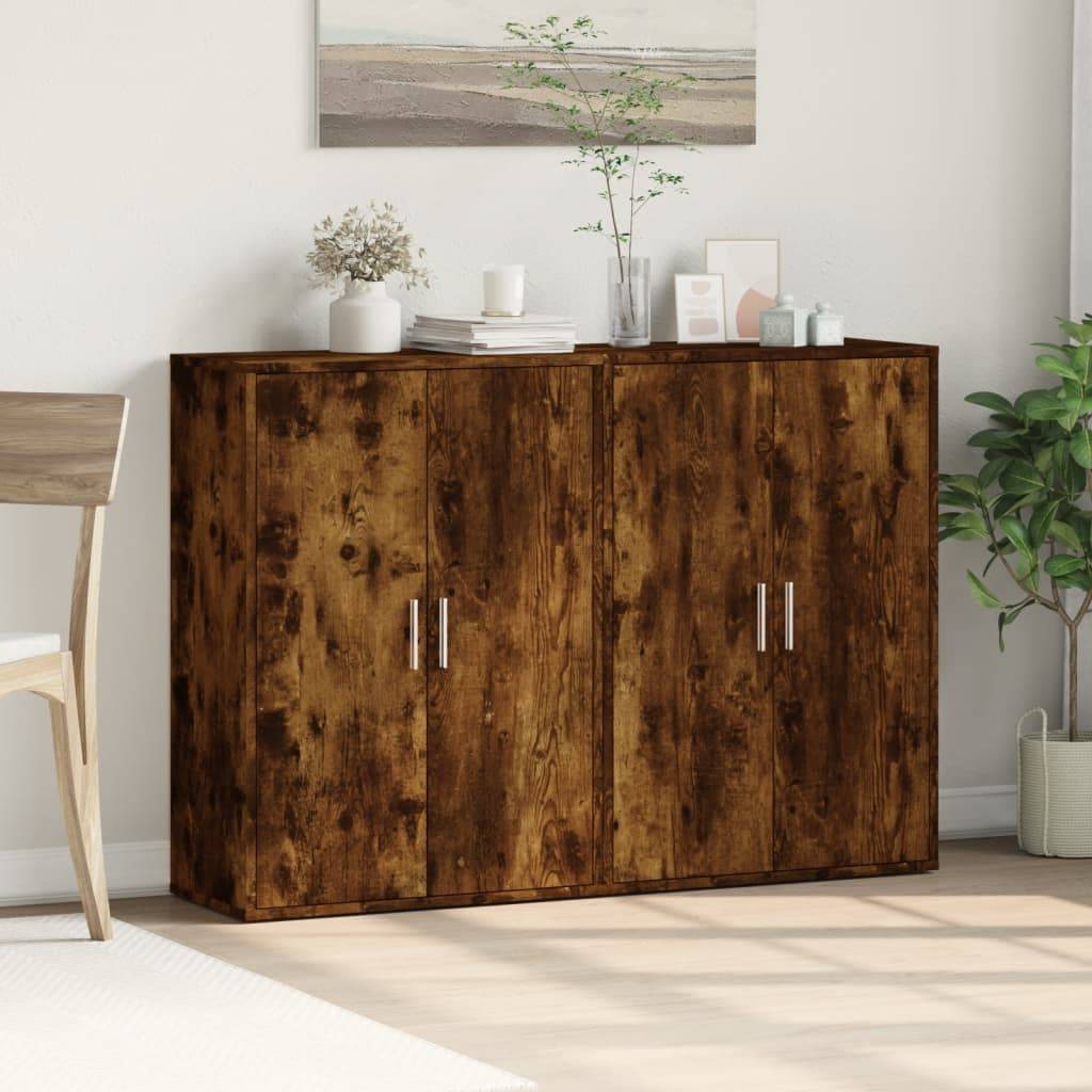 vidaXL Sideboards 2 Stk. Räuchereiche 60x31x84 cm Holzwerkstoff
