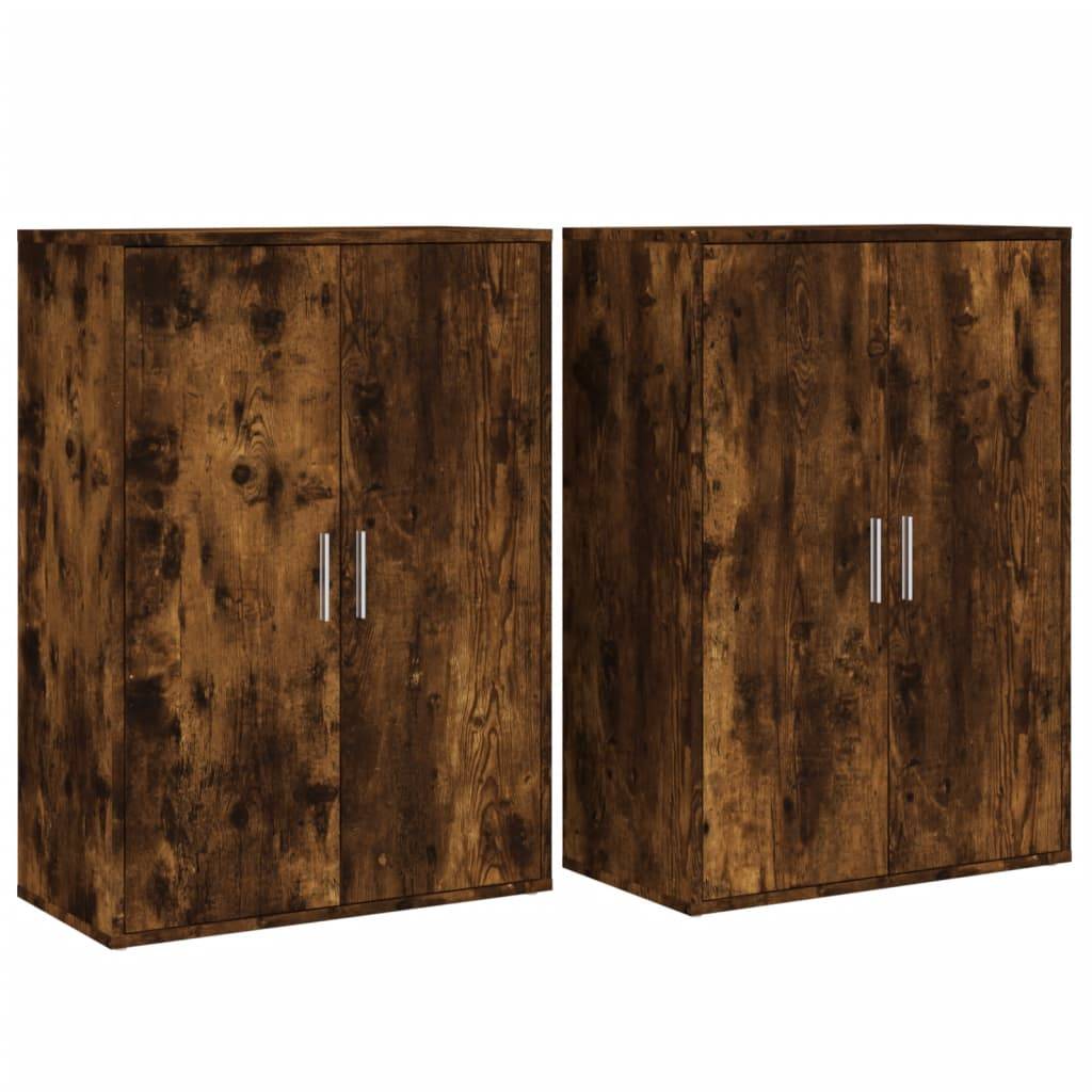 vidaXL Sideboards 2 Stk. Räuchereiche 60x31x84 cm Holzwerkstoff
