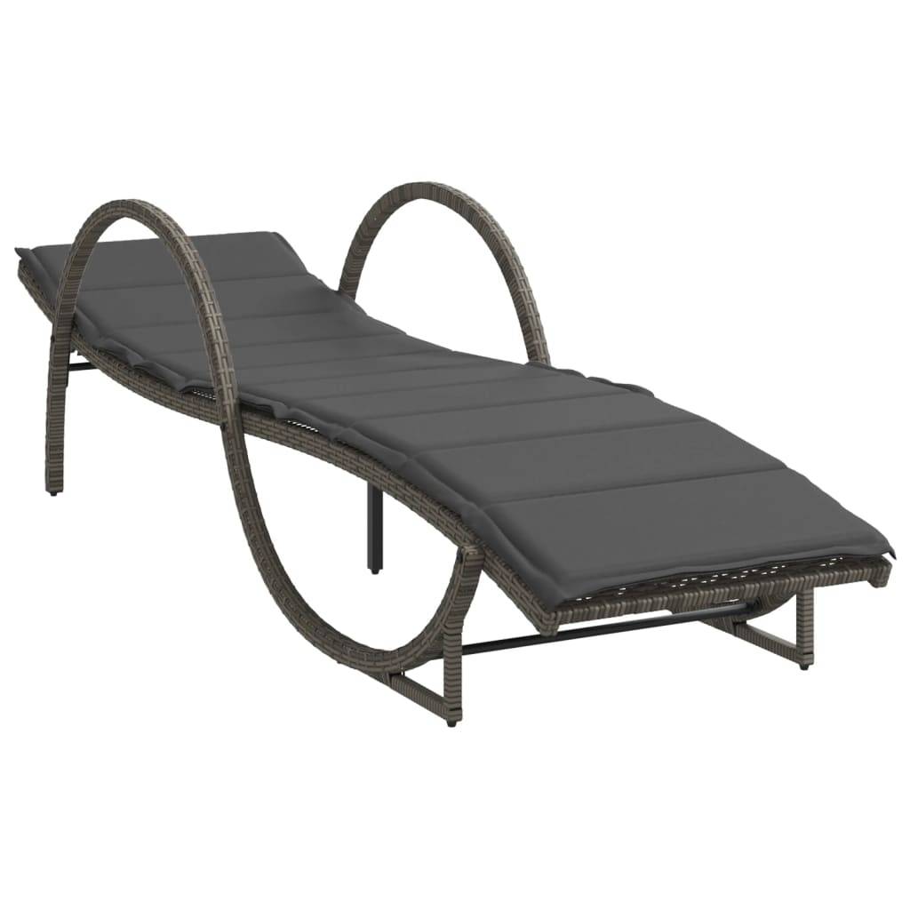 vidaXL Sonnenliegen 2 Stk. mit Tisch Grau Poly Rattan
