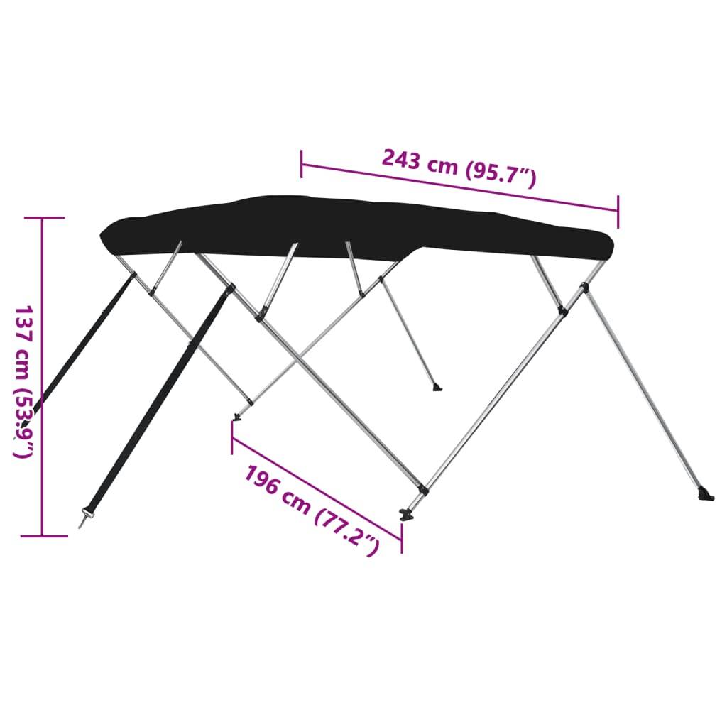 vidaXL 4-Bow Bimini-Top Schwarz 243x196x137 cm