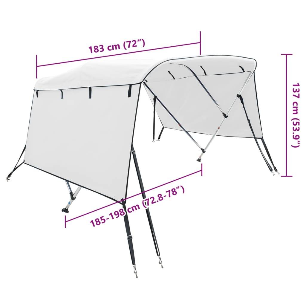 vidaXL 3-Bow Bimini-Top mit Seitenteilen 183x(185-198)x137 cm