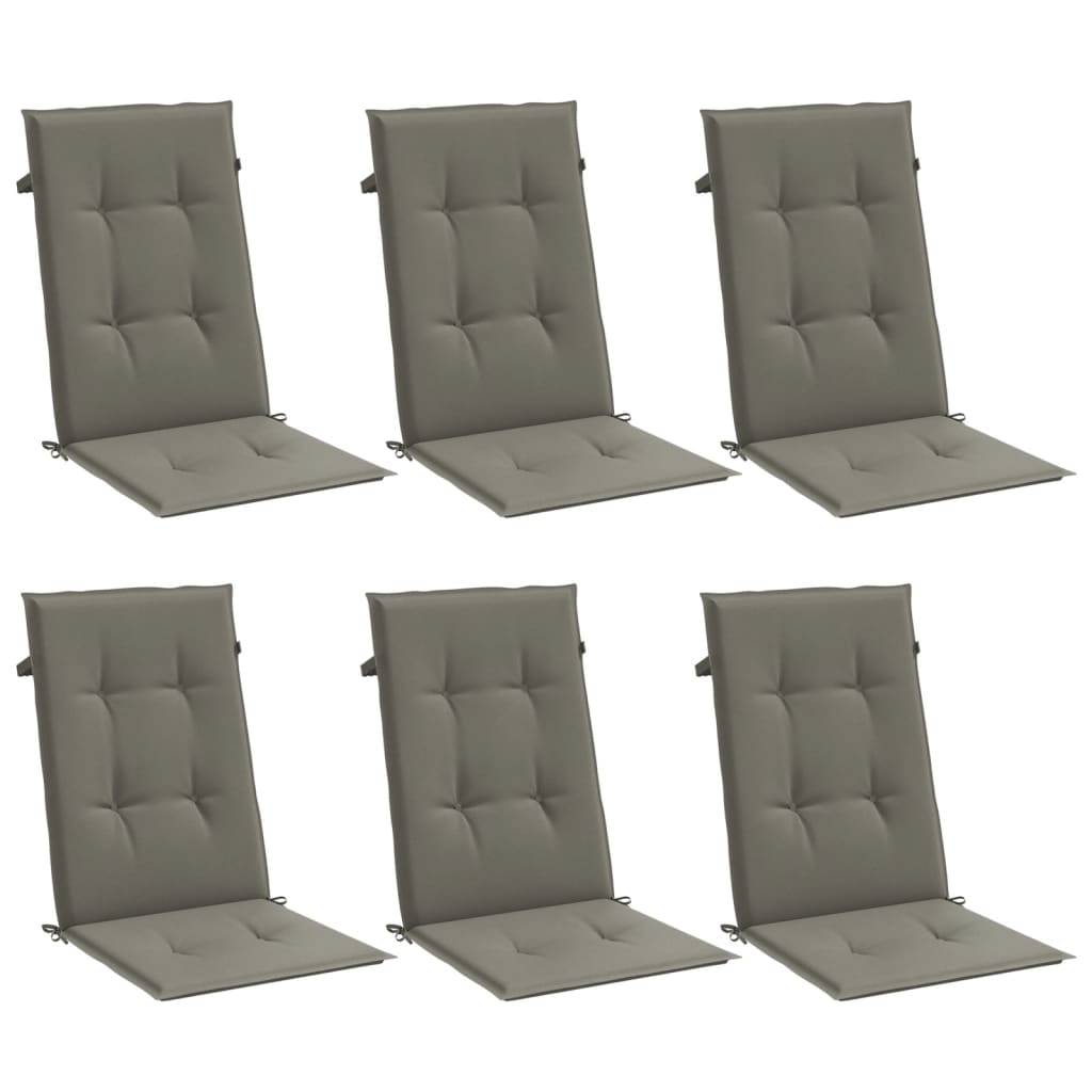 vidaXL Hochlehner-Auflagen 6 Stk. Melange Dunkelgrau 120x50x4 cm Stoff