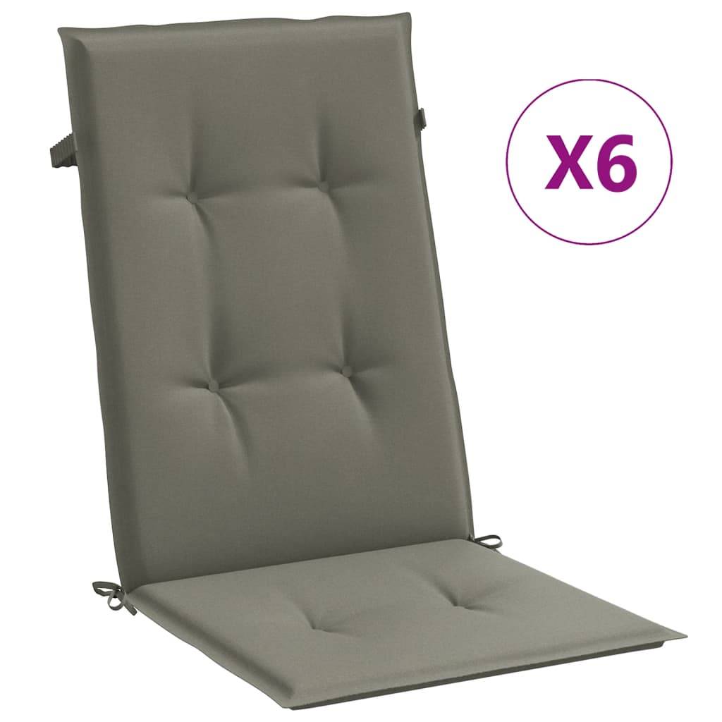 vidaXL Hochlehner-Auflagen 6 Stk. Melange Dunkelgrau 120x50x4 cm Stoff