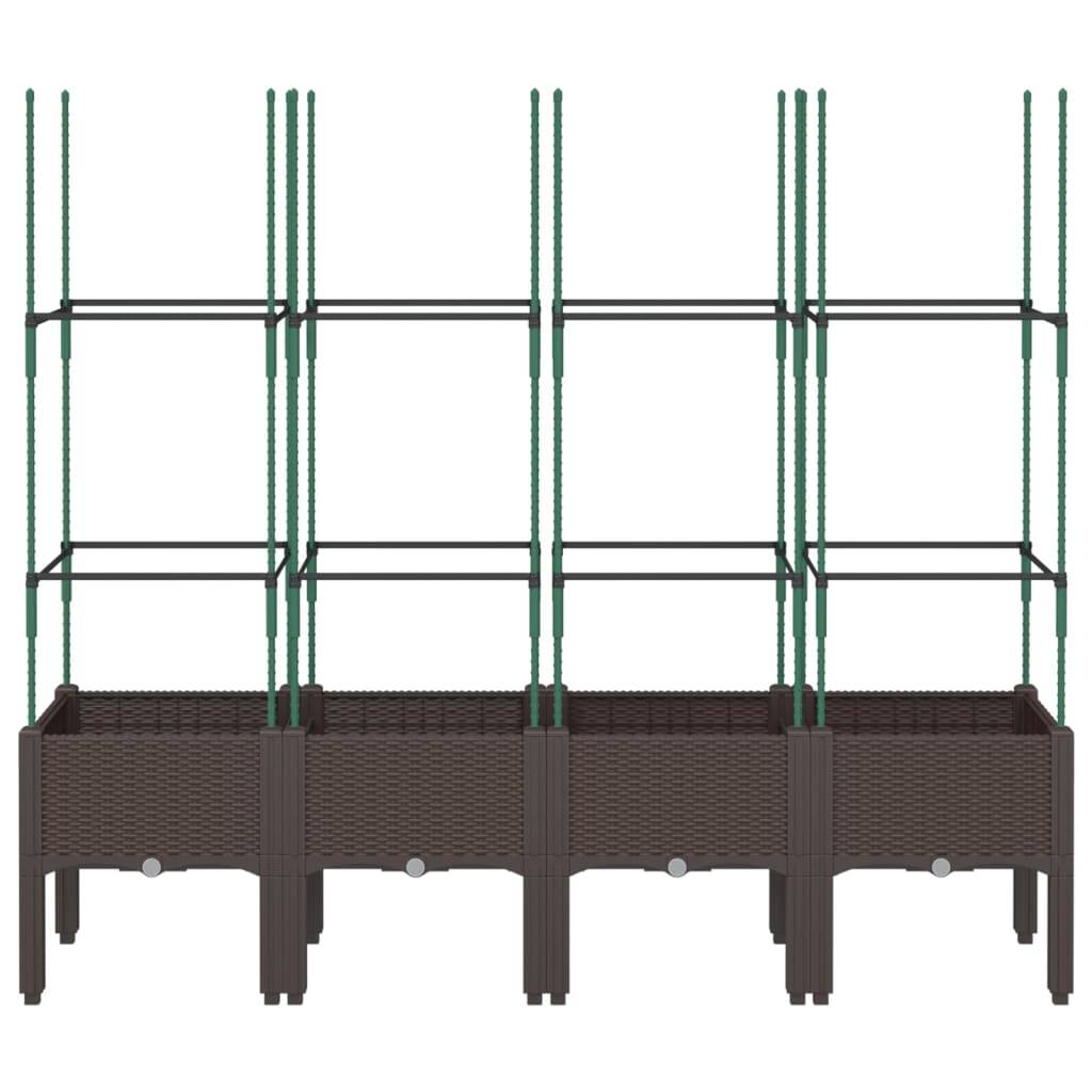 vidaXL Pflanzkübel mit Rankgitter Braun 160x40x142,5 cm PP