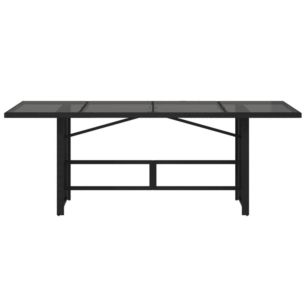 vidaXL Gartentisch mit Glasplatte Schwarz 190x80x75 cm Poly Rattan