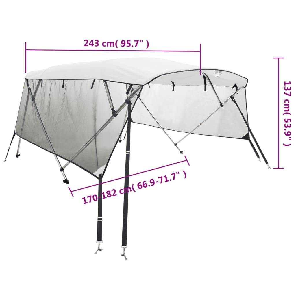 vidaXL 4-Bow Bimini-Top mit Mesh-Seitenteilen 243x(170-182)x137 cm