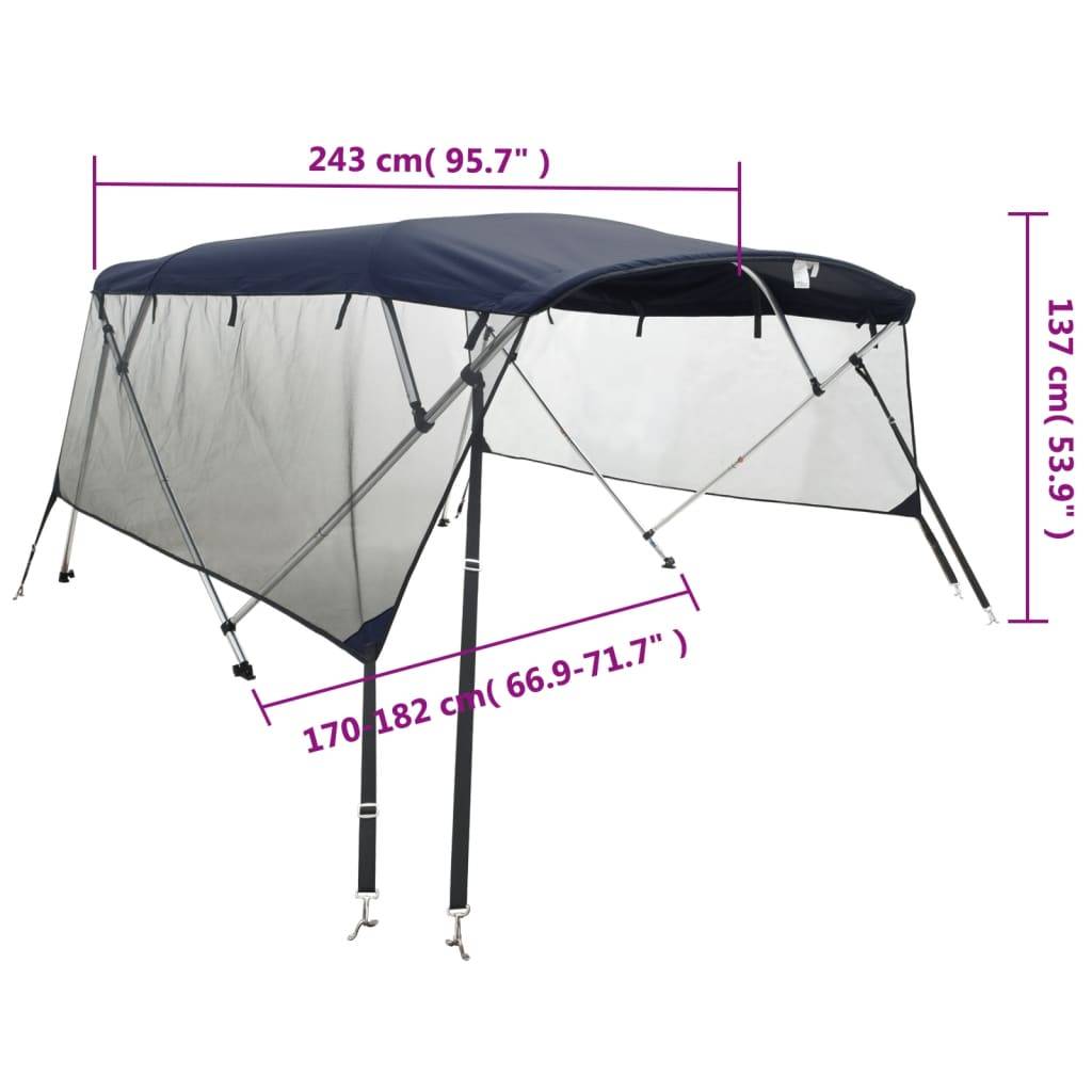 vidaXL 4-Bow Bimini-Top mit Mesh-Seitenteilen 243x(170-182)x137 cm