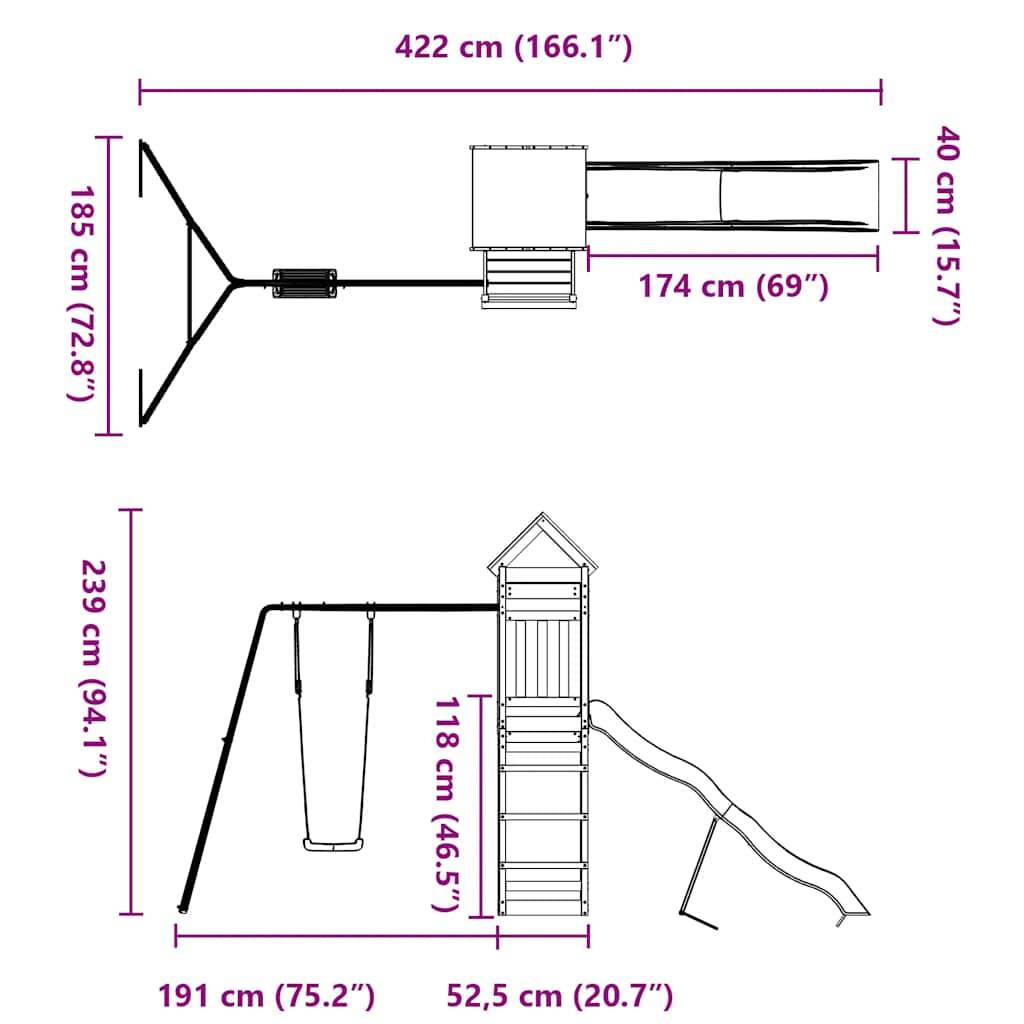 vidaXL Spielturm Imprägniertes Kiefernholz