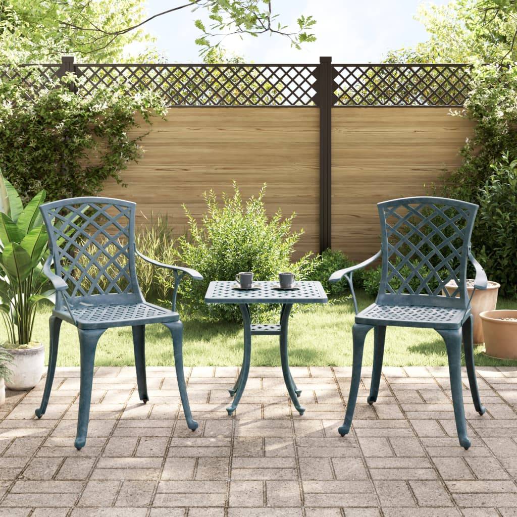 vidaXL Gartenstühle 2 Stk. Grün Aluminiumguss