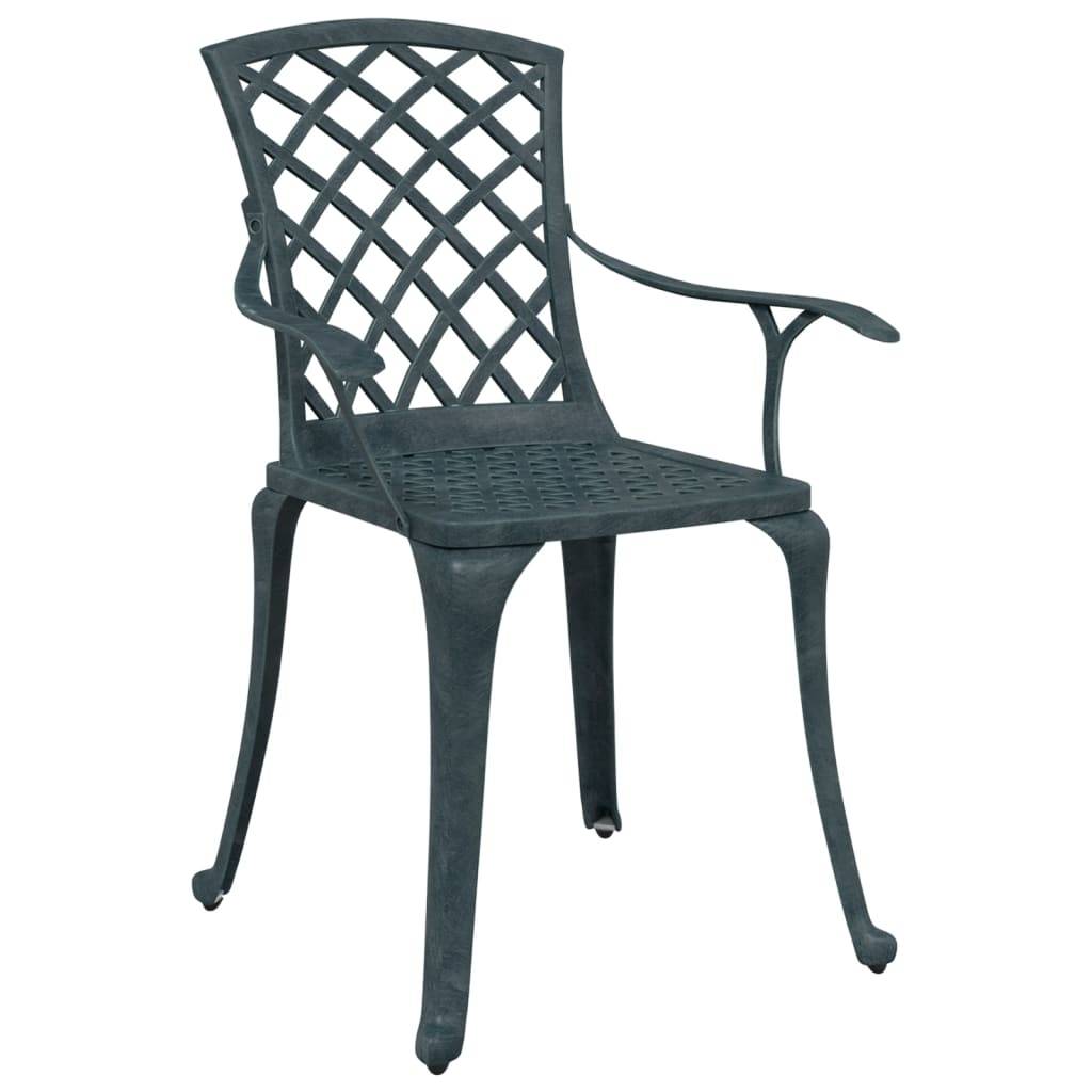 vidaXL Gartenstühle 2 Stk. Grün Aluminiumguss