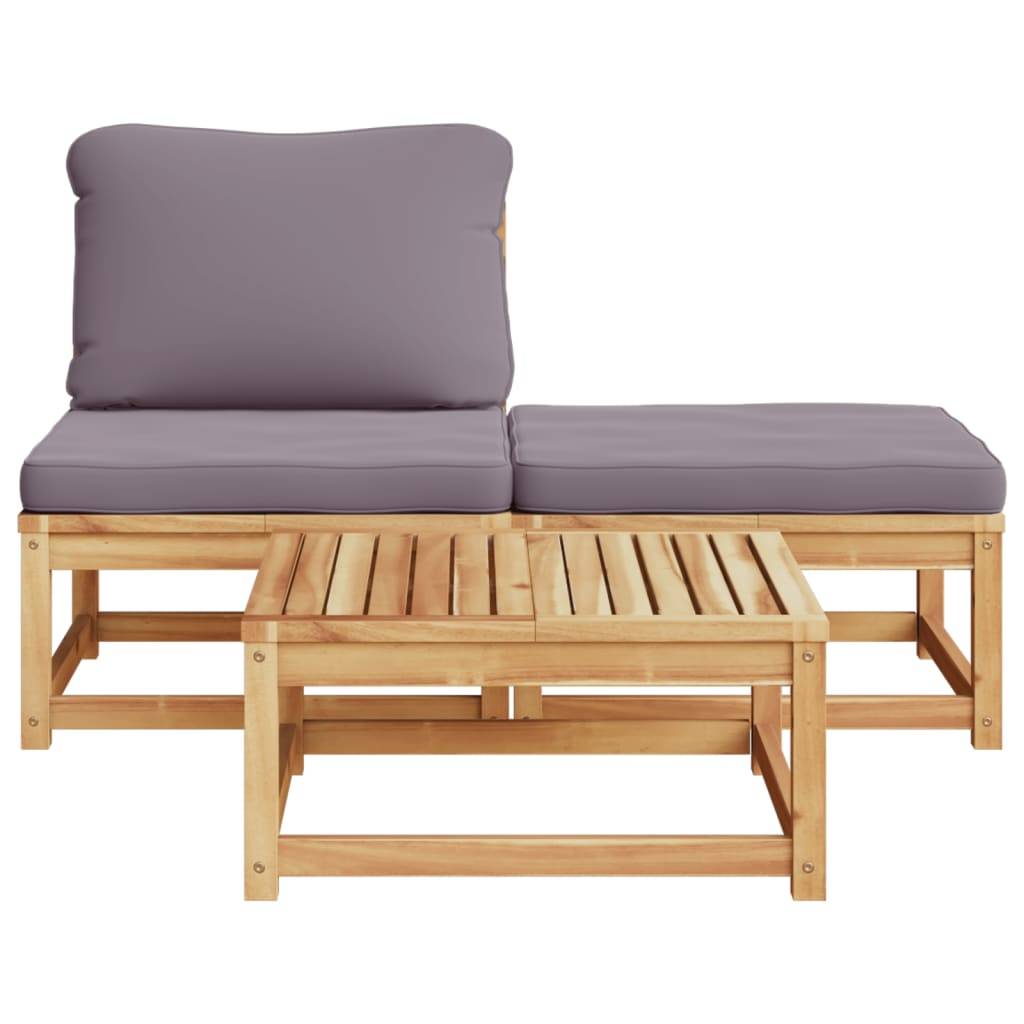 vidaXL 3-tlg. Garten-Lounge-Set mit Kissen Massivholz Akazie