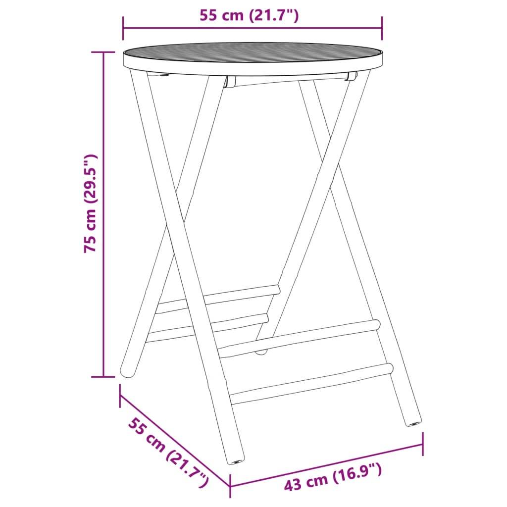 vidaXL Gartentisch Klappbar Ø55x75 cm Bambus