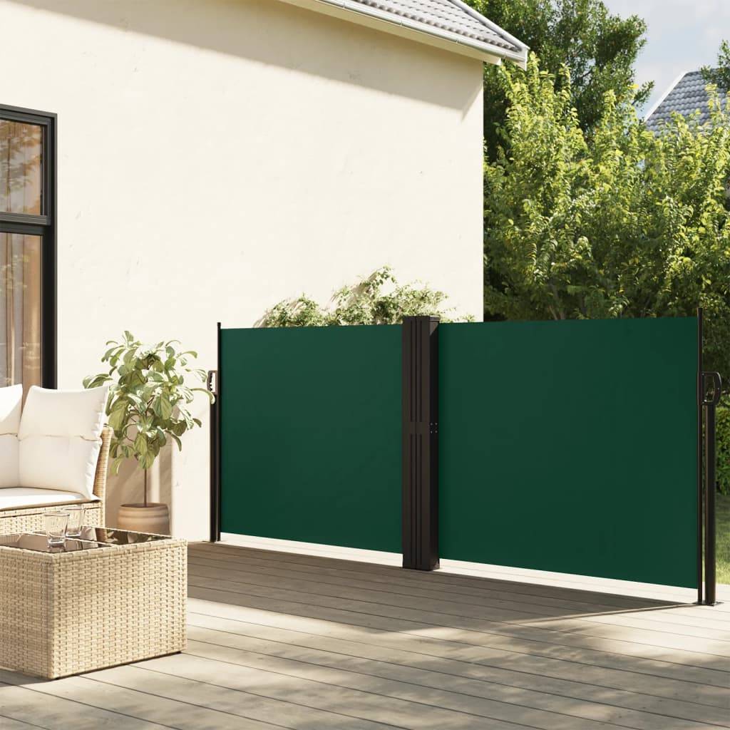 vidaXL Seitenmarkise Ausziehbar Dunkelgrün 100x600 cm